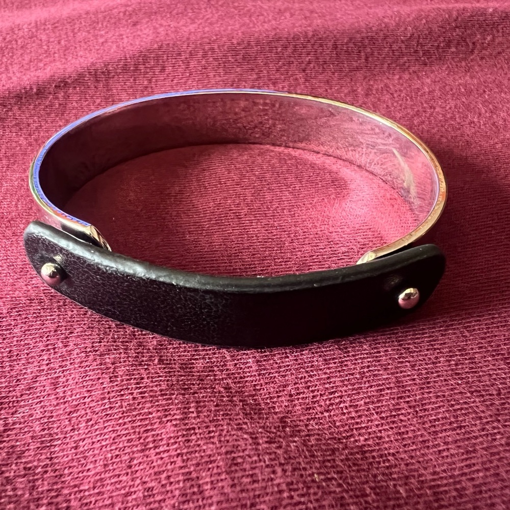 Metal faux leather bracelet size S
